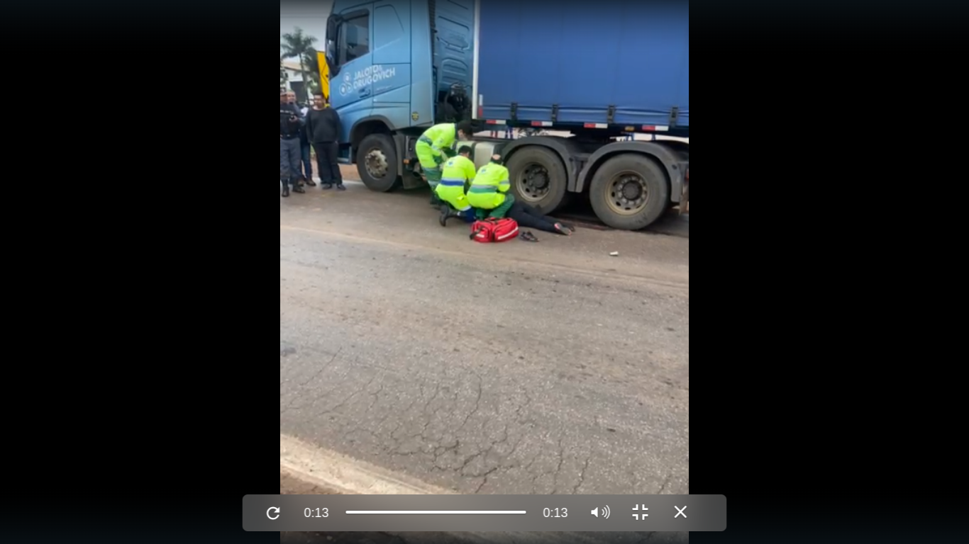 URGENTE-RONDONÓPOLIS|: Acidente entre carreta e motocicleta mata casal em rodovia