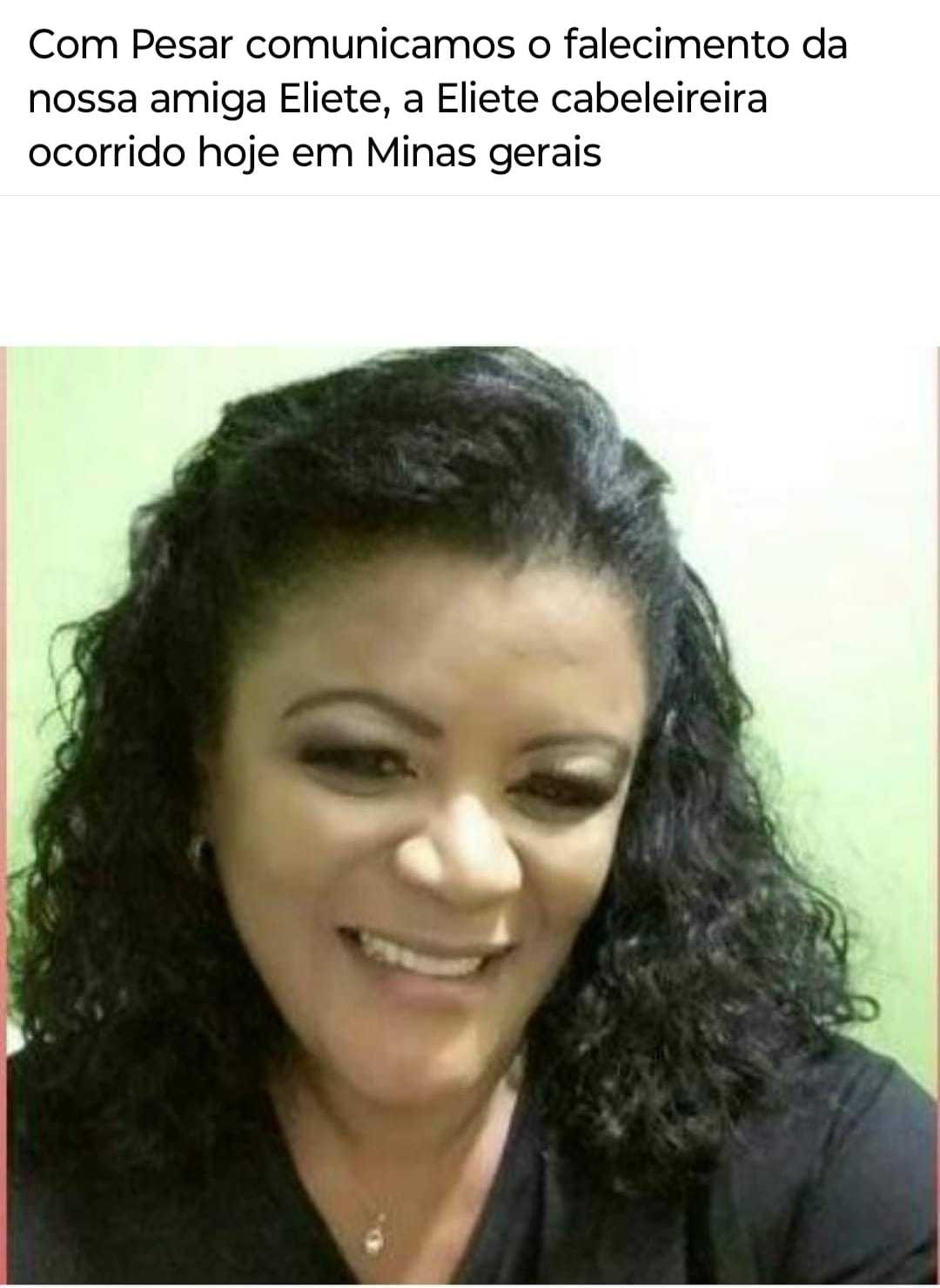 LUTO|: Rondonópolis perde Eliete Cabelereiros