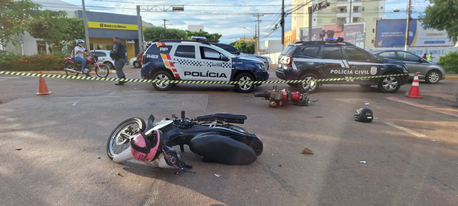 EM RONDONÓPOLIS|: Colisão entre motocicletas deixa mulher e militar feridos