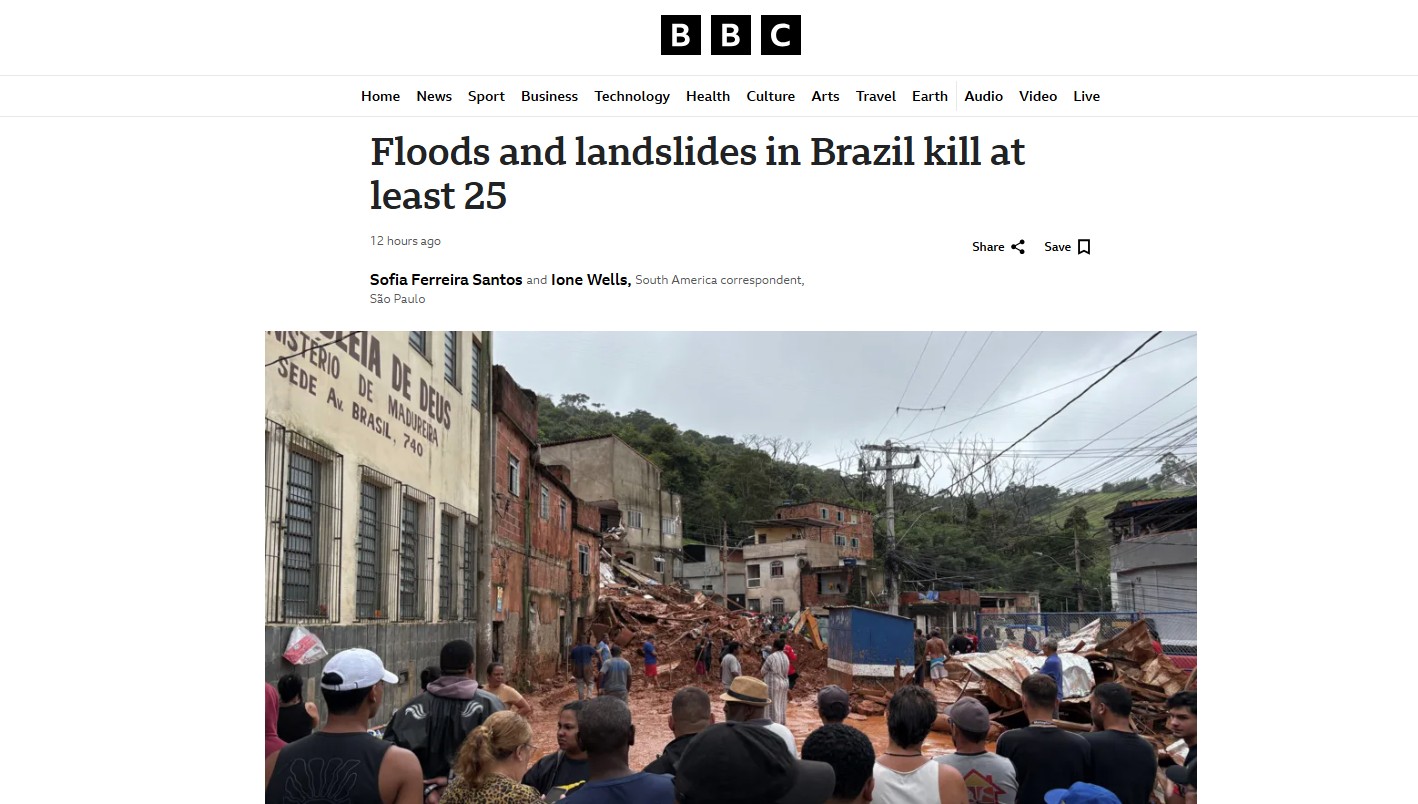 'Devastação no Brasil': tragédia em MG após chuvas torrenciais repercute na imprensa mundial